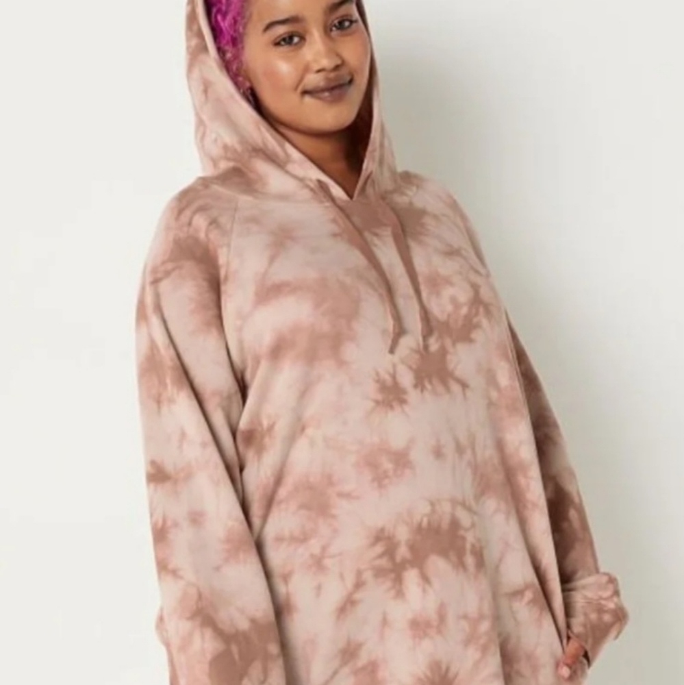 New Victoria's Secret PINK Sweatshirt Dress Tie Dye hoodie - Picture 2 of 8